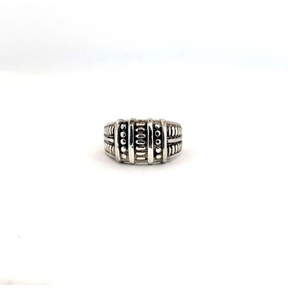 Estate Sterling Silver 925 Wide Band Ring, Bold Textured Design, Size 8.5, 4.7g - Picture 2 of 11